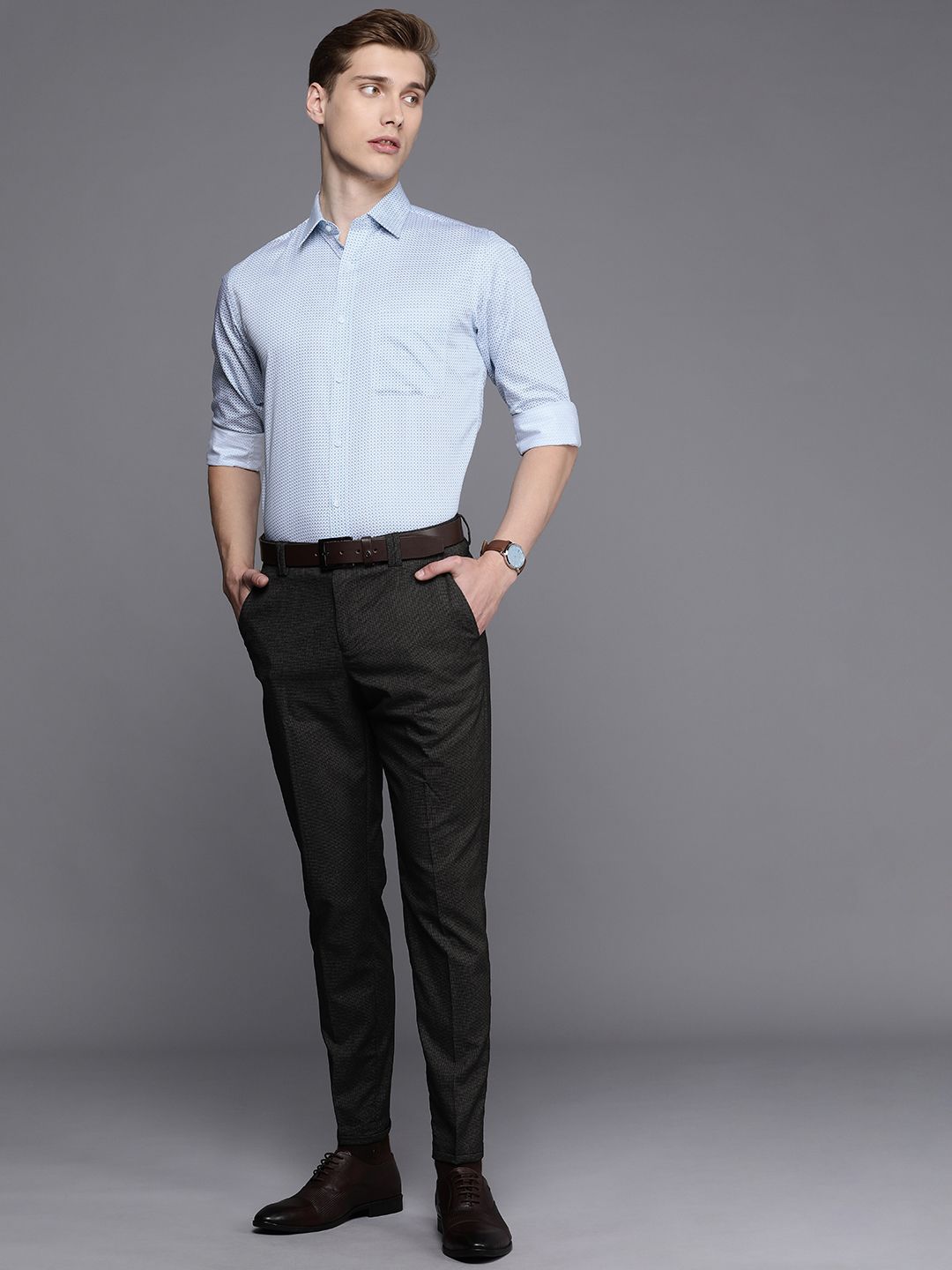 Raymond Pure Cotton Slim Fit Floral Printed Formal Shirt