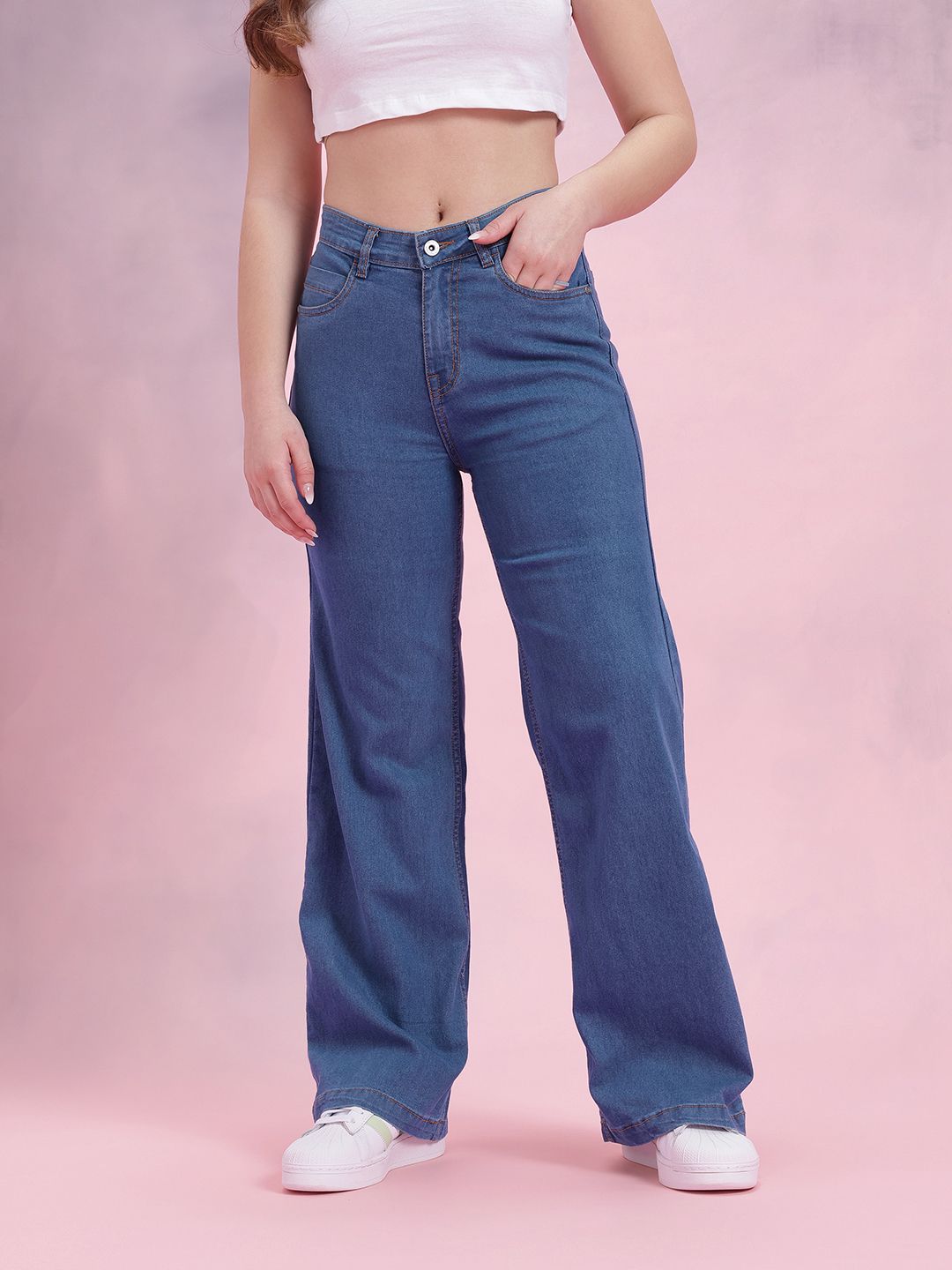DressBerry Women Mid-Rise Wide Leg Jeans