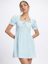 DressBerry Bow-tiful Pastels Lace Insert Detail Mini Dress