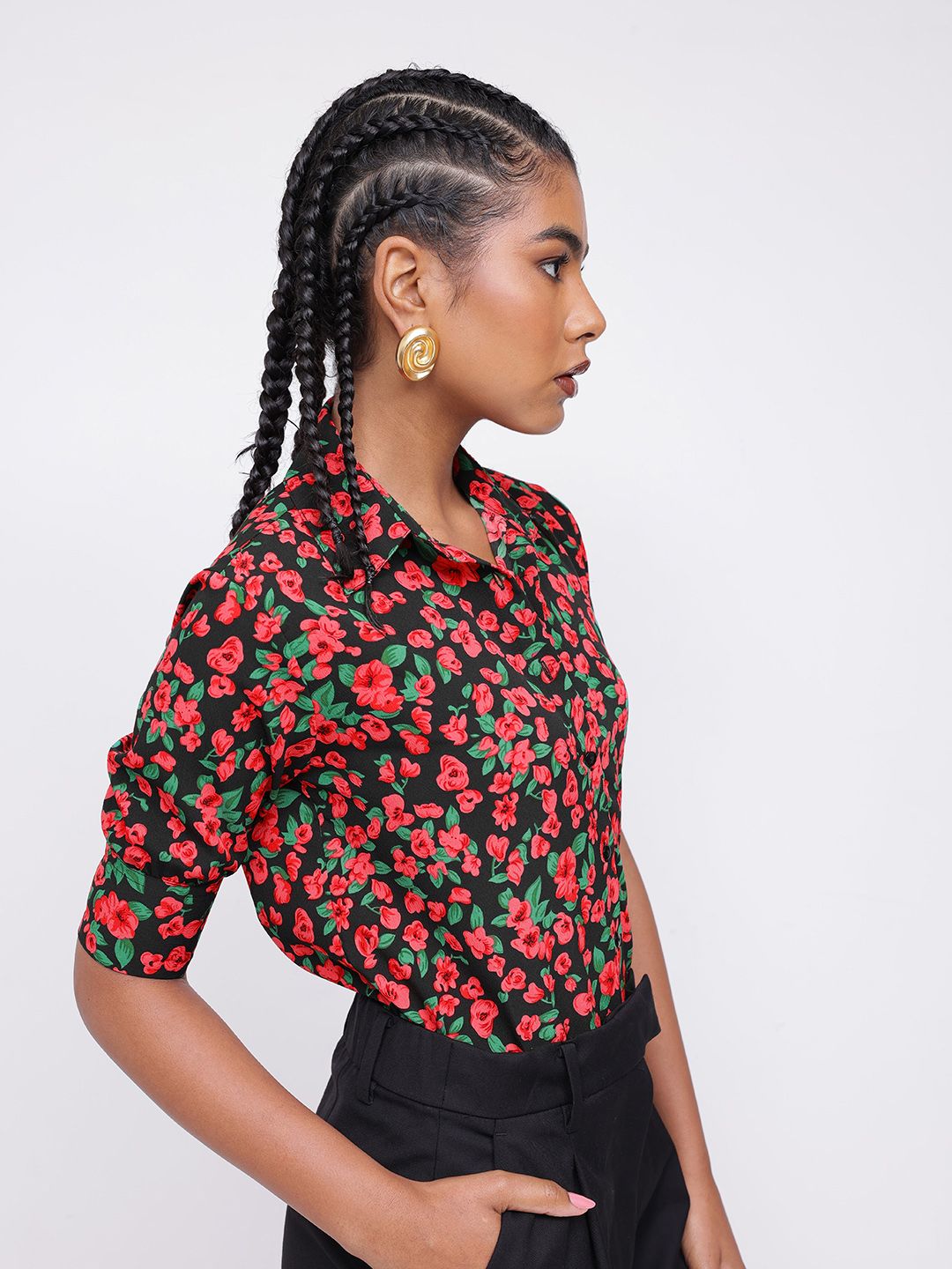 DressBerry Vibrant Bright Floral Printed Shirt