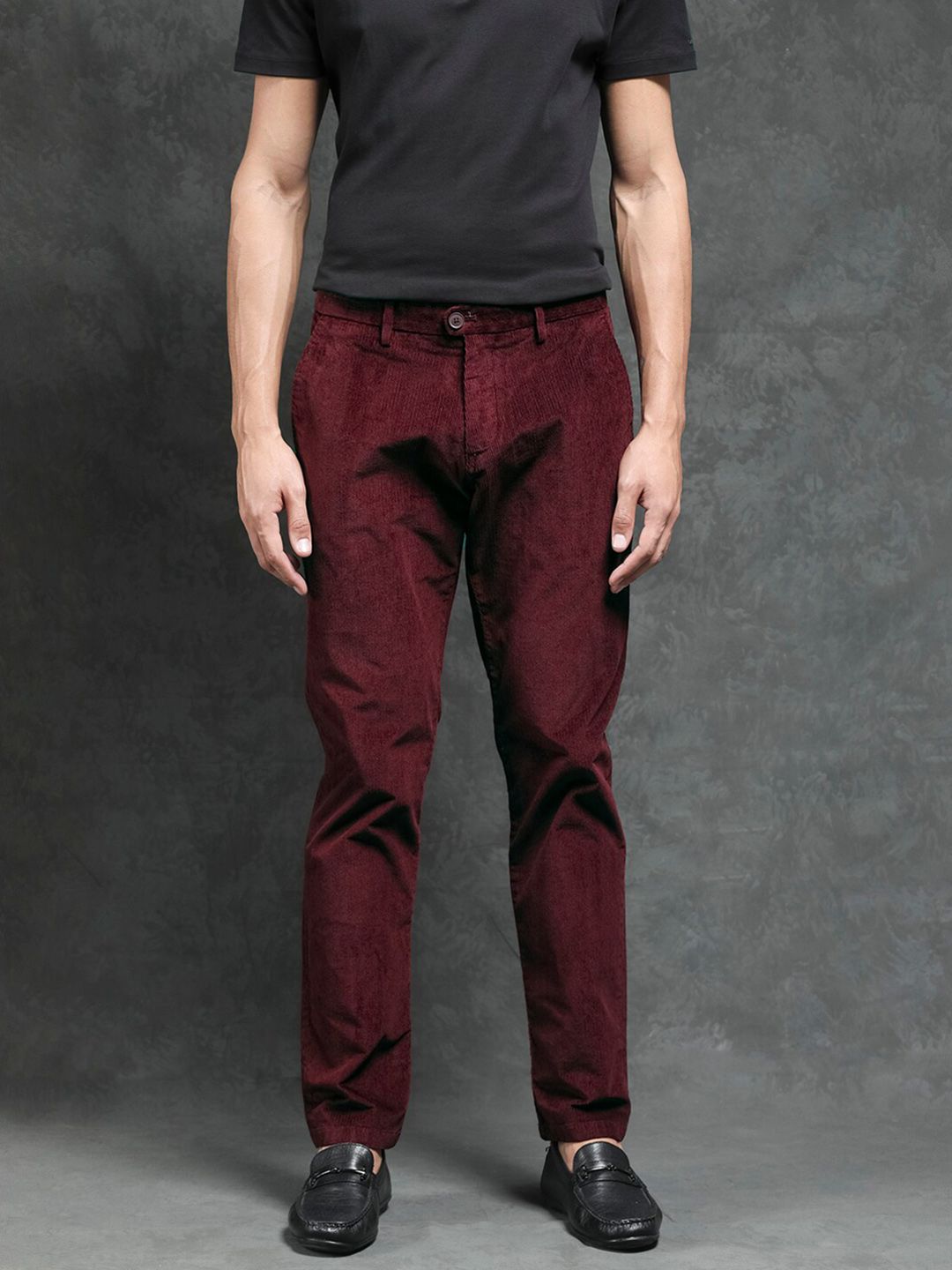 RARE RABBIT Men Upton Slim Fit Mid-Rise Cotton Trouser