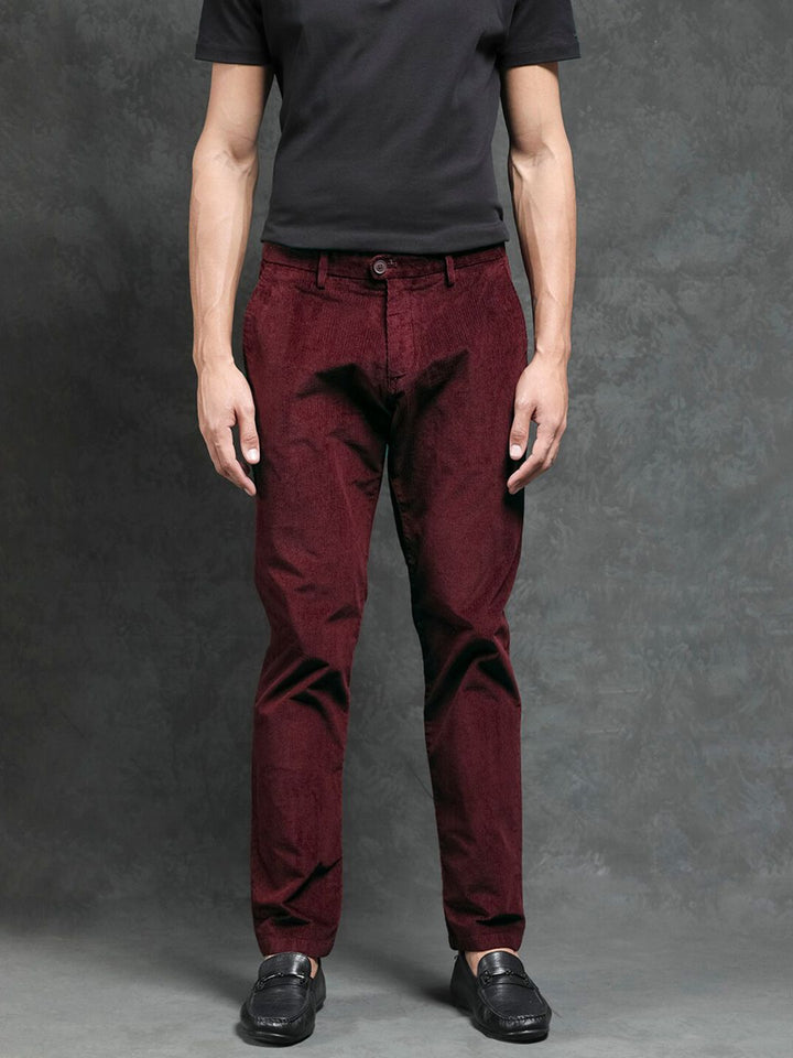 RARE RABBIT Men Upton Slim Fit Mid-Rise Cotton Trouser