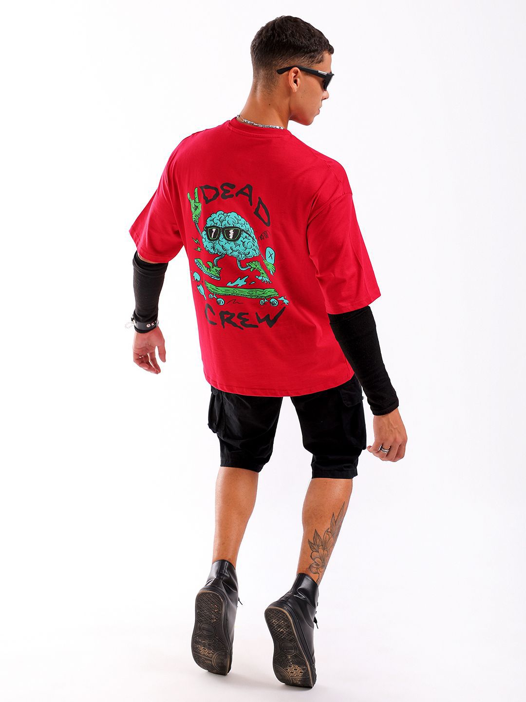 The Indian Garage Co Men Back Printed Round Neck Boxy Oversized T-shirt