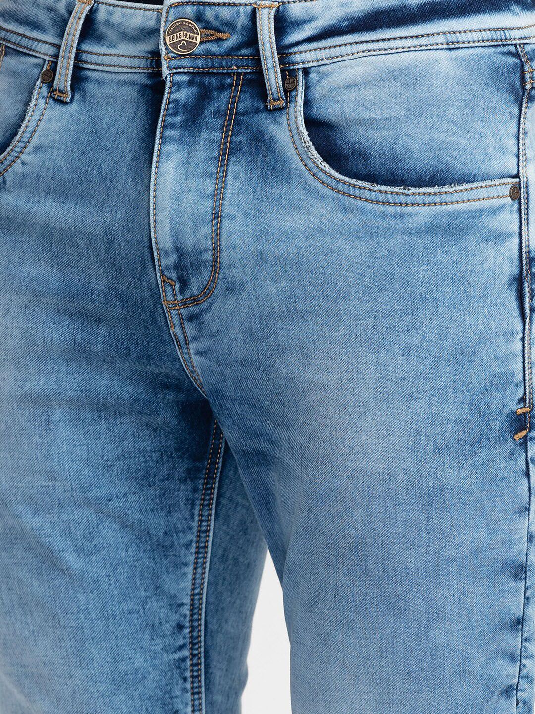 Being Human Men Straight Fit Mildly Distressed Heavy Fade Jeans