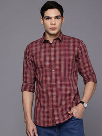 Raymond Pure Cotton Slim Fit Checked Casual Shirt