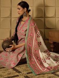 Indo Era Floral Printed Pure Cotton Kurta Straight Kurta With Salwar And Dupatta