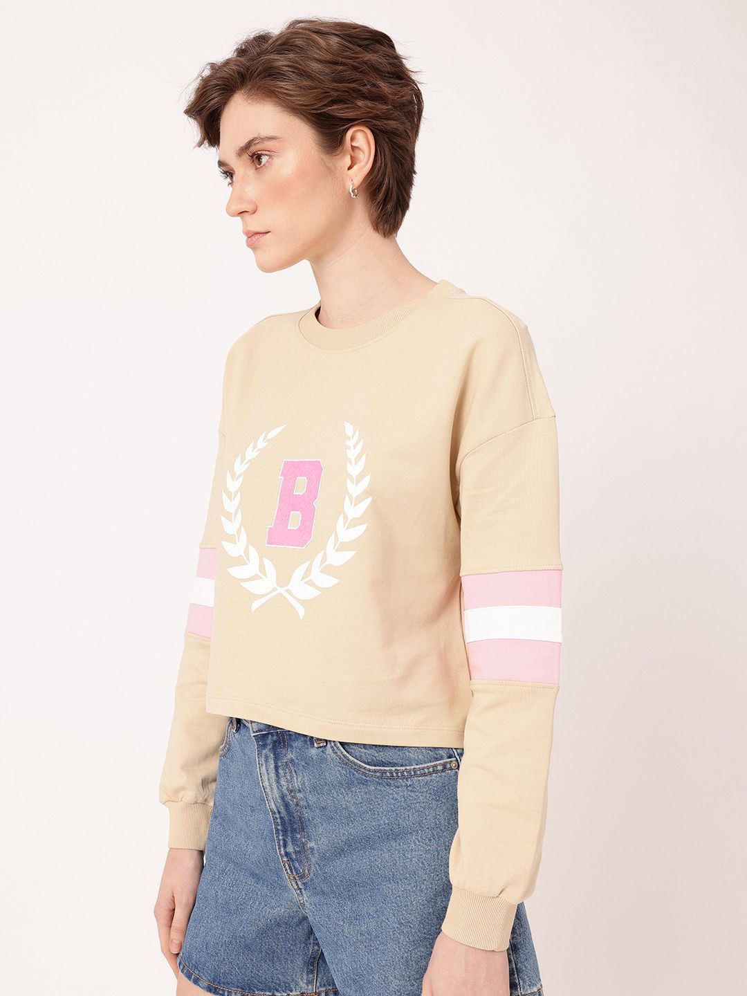 DressBerry Printed Cotton Terry Relaxed Fit Sweatshirt
