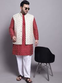SOJANYA PLUS Paisley Embroidered Kurta With Pyjamas & Nehru Jacket