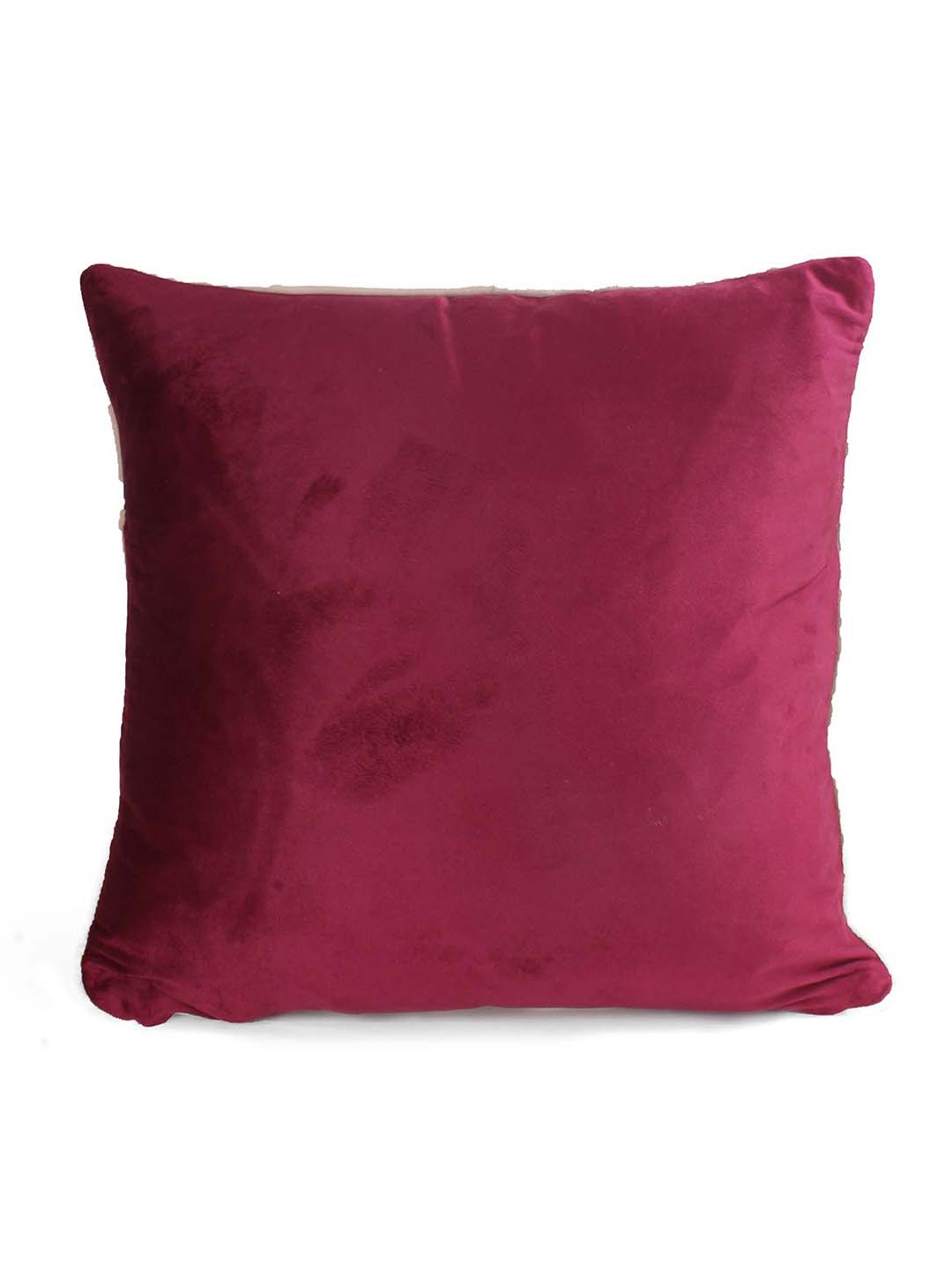 STITCHNEST Maroon & Beige 2-Pieces Velvet Square Cushion Covers