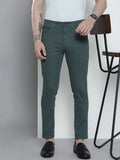 The Indian Garage Co Men Charcoal Grey Solid Chinos Trousers