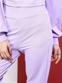 Tokyo Talkies Women Lavender Solid Top With Trousers