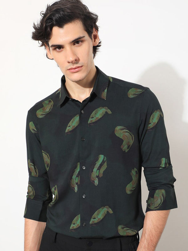 Lelaki Arnab Langka Inari Slim Fit Abstract Printed Shirt