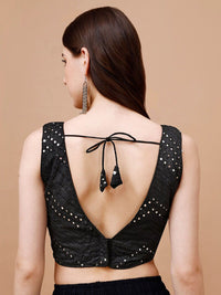 Tikhi Imli Mirror Work Embellished Sleeveless Saree Blouse