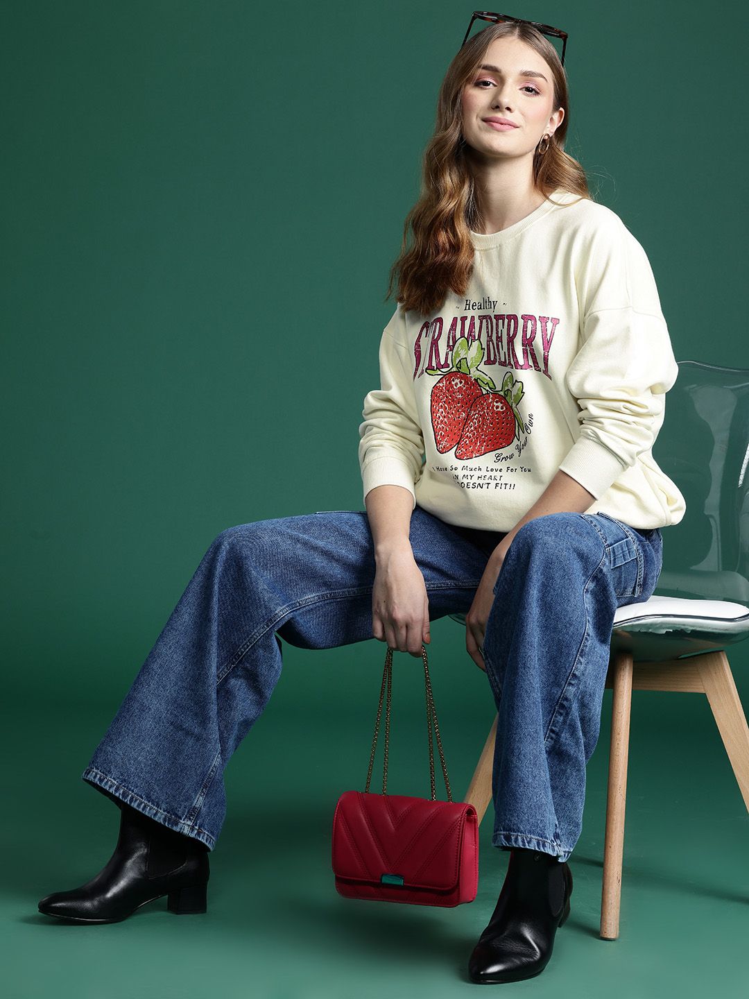 DressBerry Women Printed Longline Sweatshirt