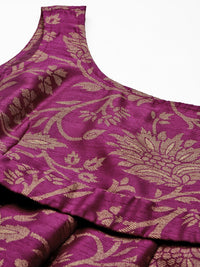 Shae by SASSAFRAS Purple & Gold-Toned Floral Jacquard Self-Belt Maxi Dress