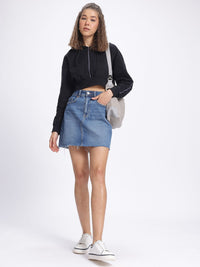 DressBerry Drop-Shoulder Sleeves Crop Hooded Sweatshirt