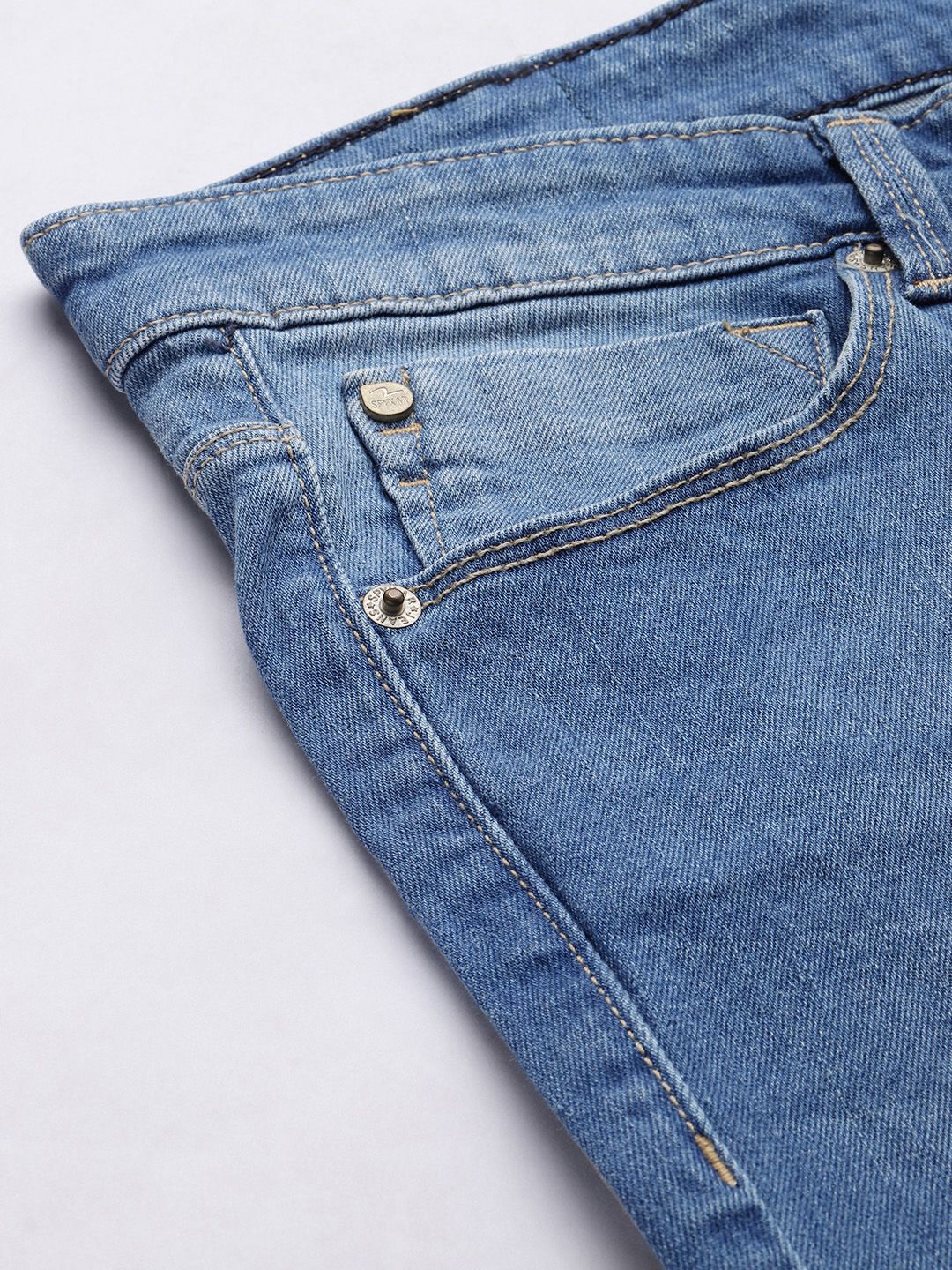 SPYKAR Men Blue Super Skinny Slim Fit Low-Rise Tapered Leg Light Fade Stretchable Jeans