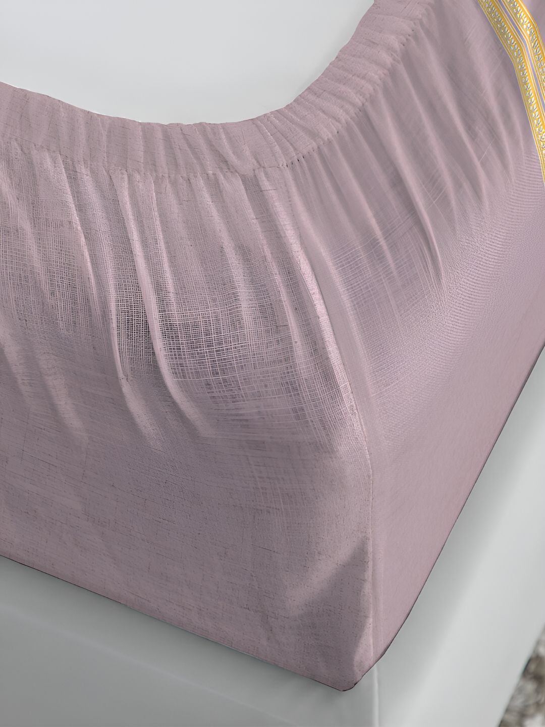 MYTRIDENT Purple Ethnic Motifs 210 TC Cotton Fitted King Bedsheet with 2 Pillow Covers