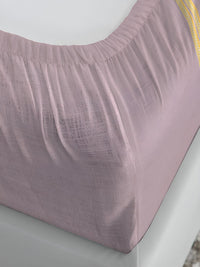 MYTRIDENT Purple Ethnic Motifs 210 TC Cotton Fitted King Bedsheet with 2 Pillow Covers