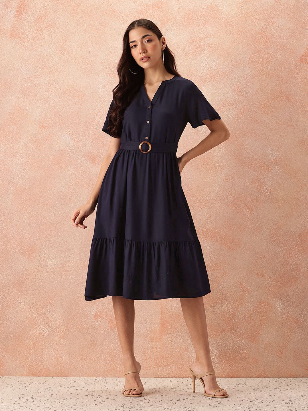 all about you A-Line Midi Dress with Belt