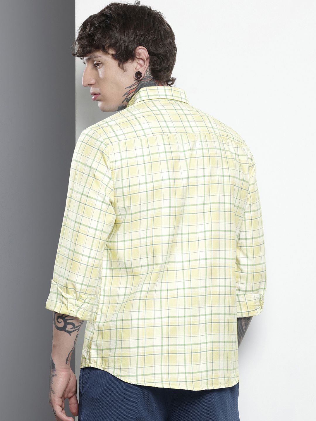 The Indian Garage Co Pure Cotton Slim Fit Checked Casual Shirt
