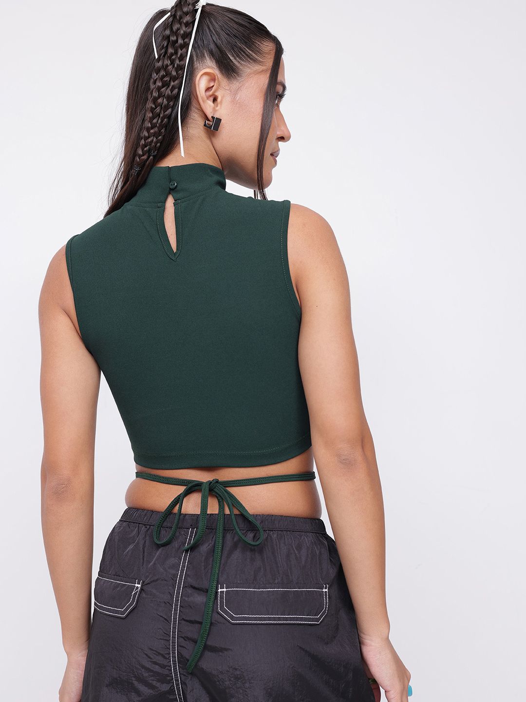 DressBerry Artistic Tie-Up Crop Fitted Top