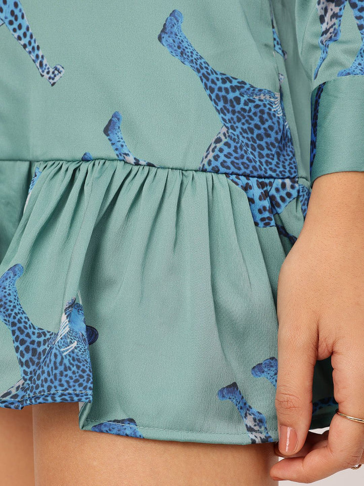 DressBerry Jungle Fever Flounce Hem Shirt Style Mini Dress