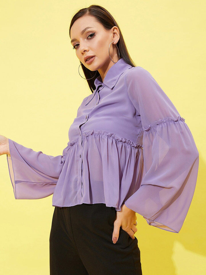 Athena Bell Sleeve Ruffles Shirt Style Top