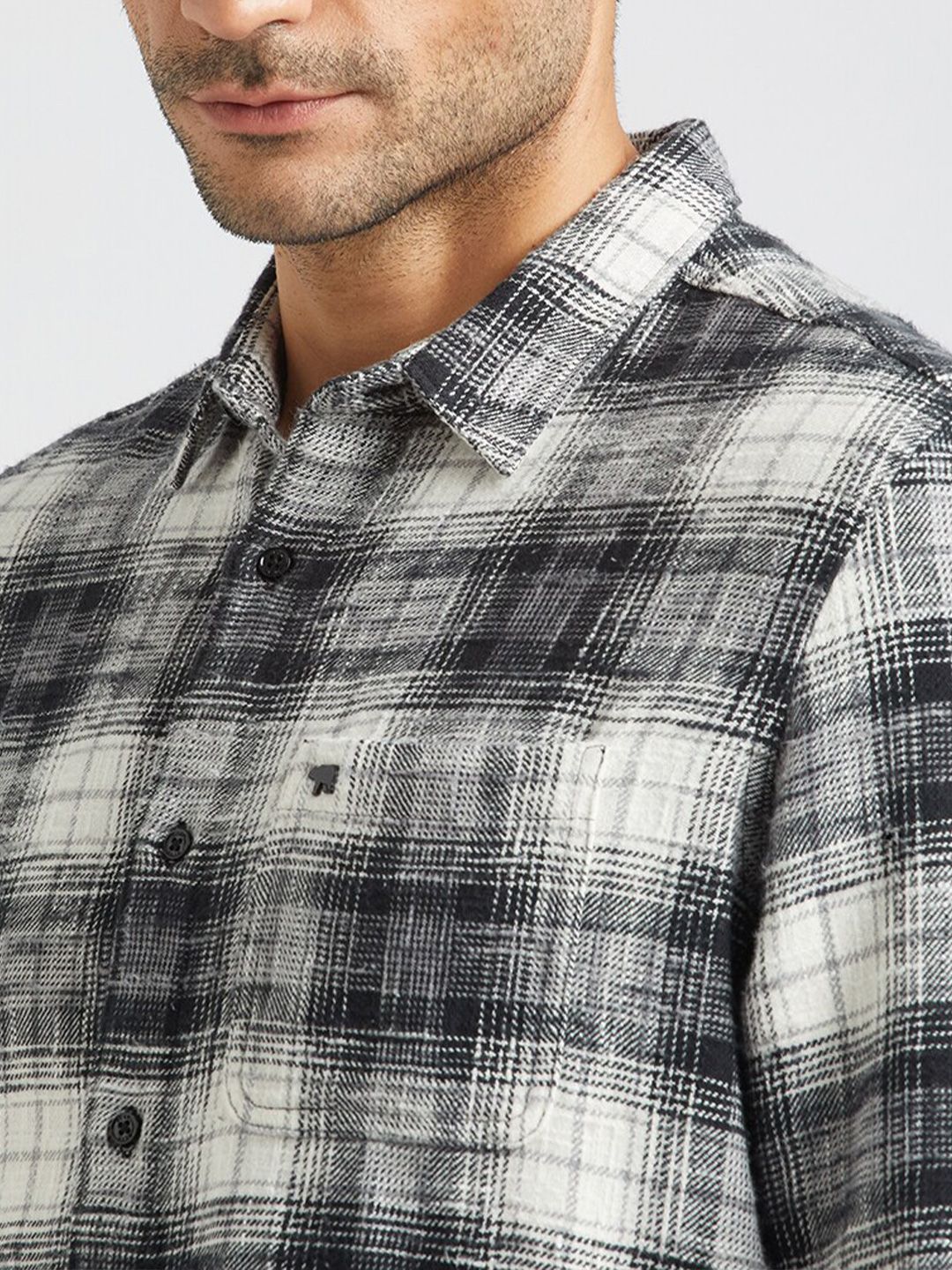 THE BEAR HOUSE Slim Fit Tartan Checked Flannel Pure Cotton Casual Shirt