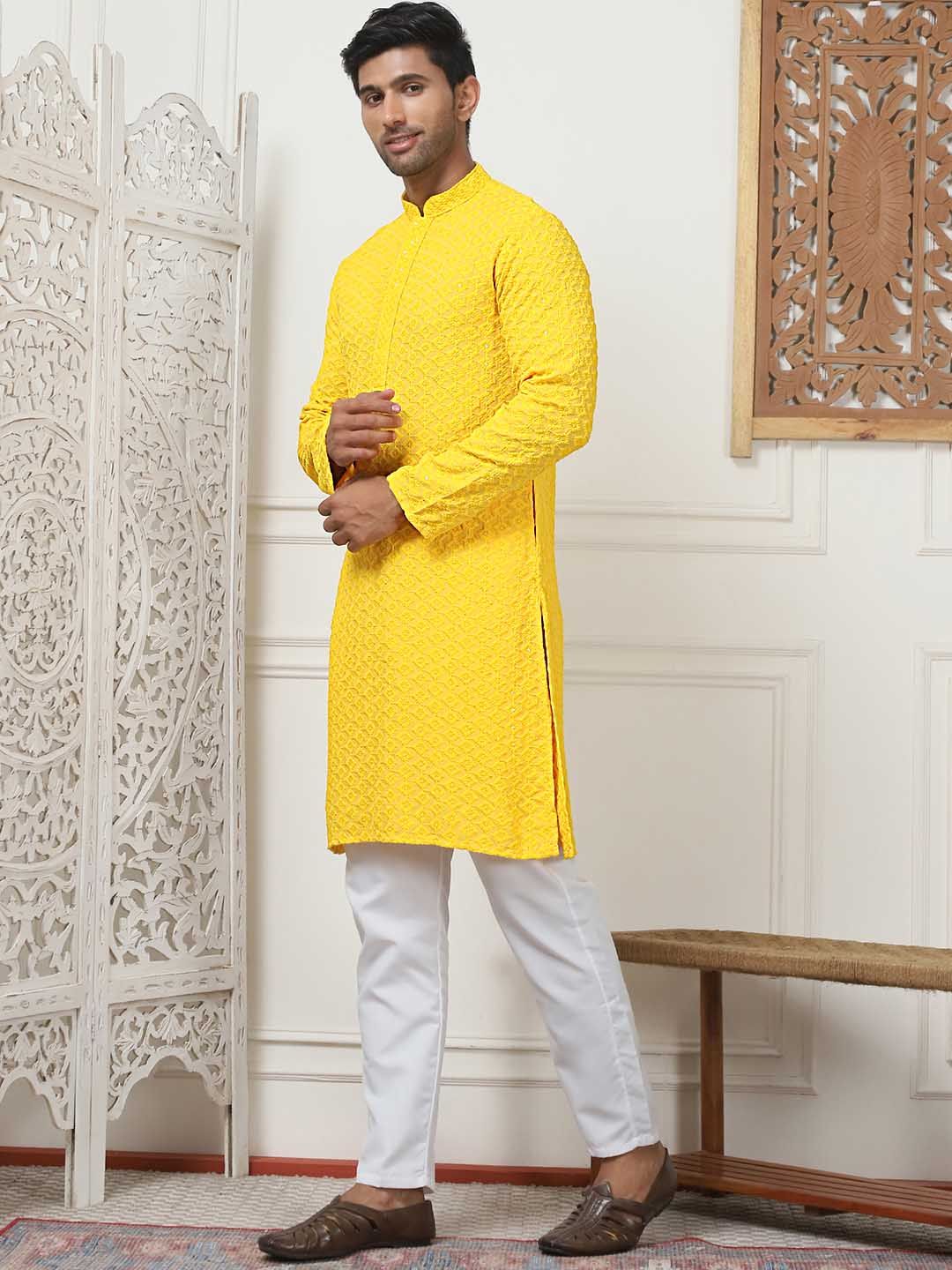 Anouk Ethnic Motifs Embroidered Sequinned Kurta with Pyjamas