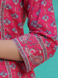 Motif Etnik Hujan &amp; Pelangi Bercetak Kurti A-Line Kapas Tulen