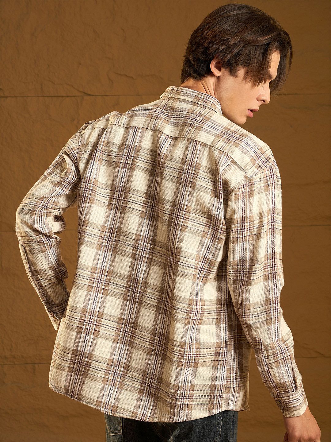 Dennison Men Checked Oversized Cotton Shirt