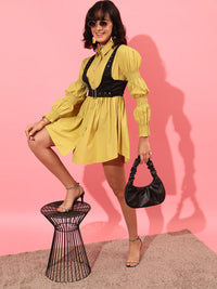 STREET 9 Puff Sleeves Pure Cotton Shirt Dress