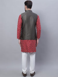 SOJANYA Ethnic Motifs Embroidered Regular Thread Work Kurta With Churidar & Nehru Jacket