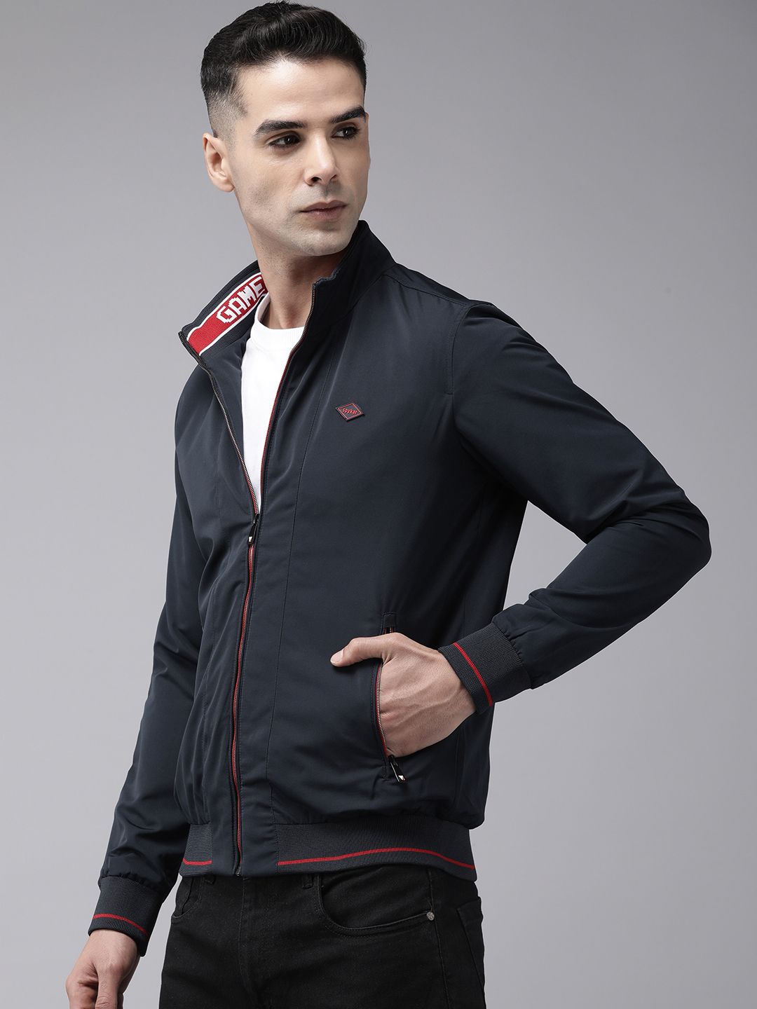 SPYKAR Solid Stand-Collar Bomber Jacket