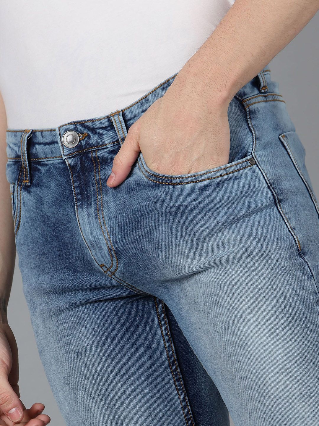 Urbano Fashion Men  Slim Fit Heavy Fade Stretchable Cotton Jeans