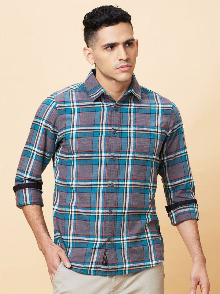 Being Human Men Slim Fit Tartan Checks Opaque Checked Casual Shirt