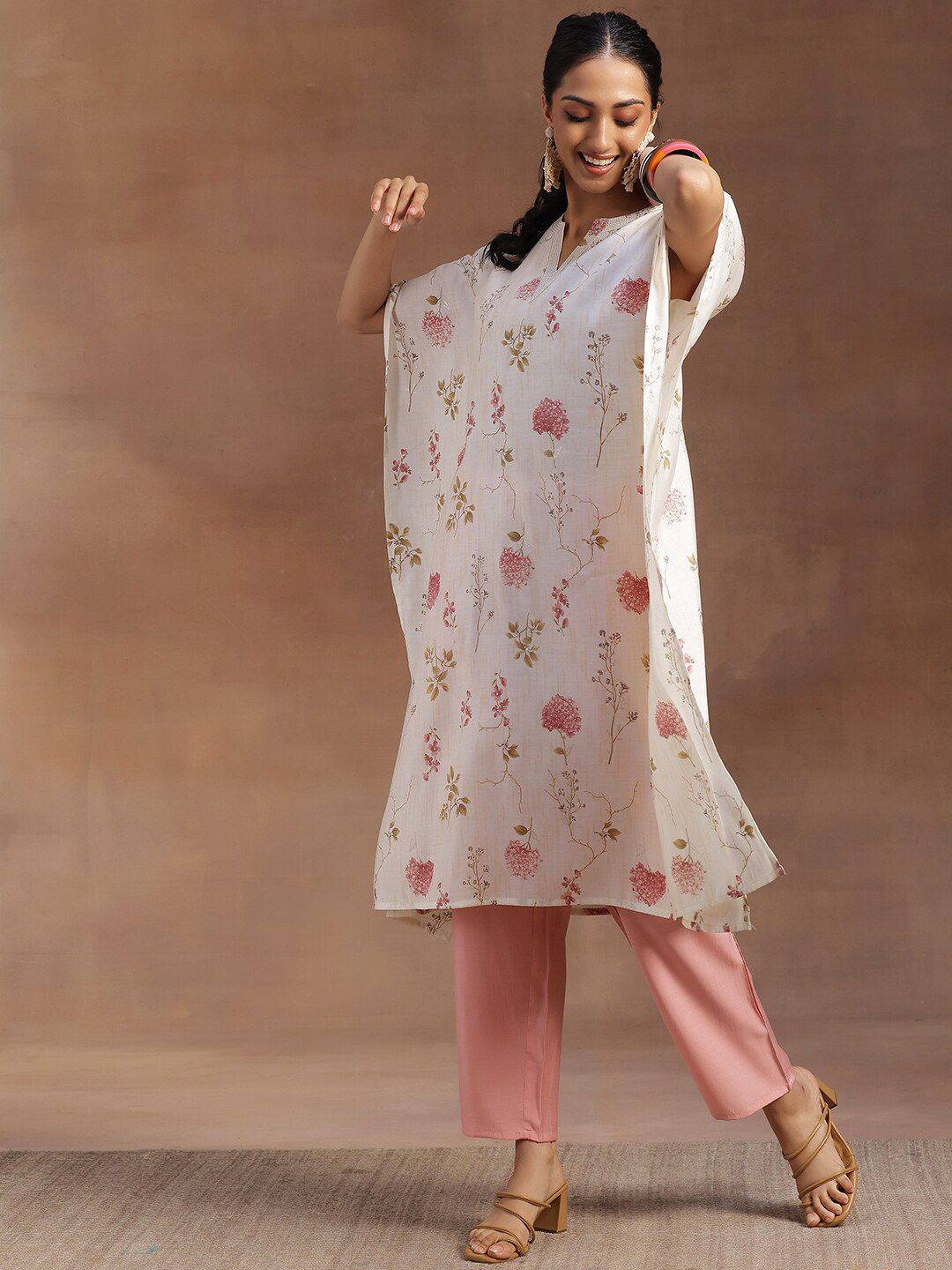 Libas Floral Printed Kimono Sleeves Tunic & Palazzo Co-Ords