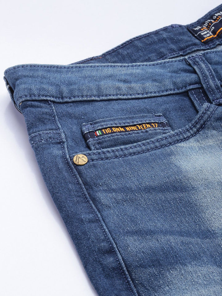 The Indian Garage Co Slim Fit Low Distress Heavy Fade Bleached Stretchable Jeans