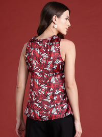 all about you Printed Halter Neck Twisted Cut-Out Detail Top