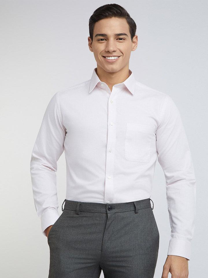 Raymond Men Pure Cotton Slim Fit Micro Checks Opaque Formal Shirt