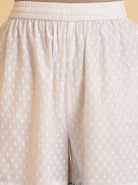 W White Floral Printed Pure Cotton Kurta with Sharara & With Dupatta