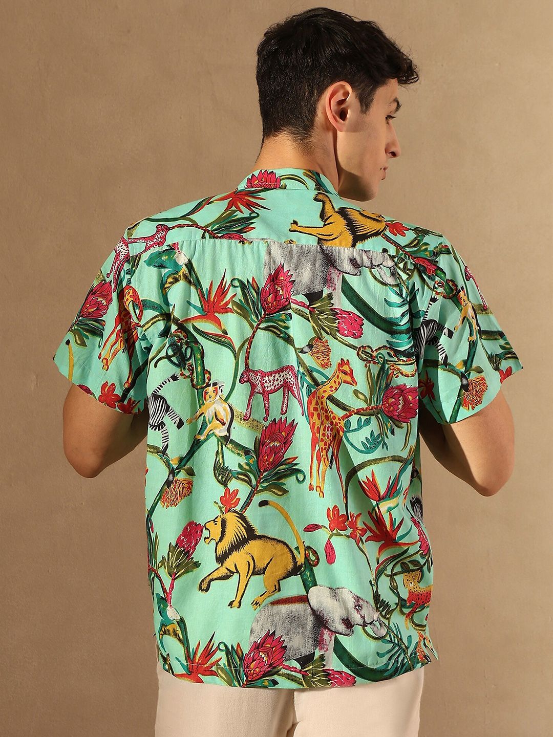 DENNISON Tropical Printed Cuban Collar Oversized Shirt