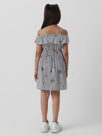 Nauti Nati Girls Floral Striped Cold-Shoulder Ruffled Fit & Flare Dress