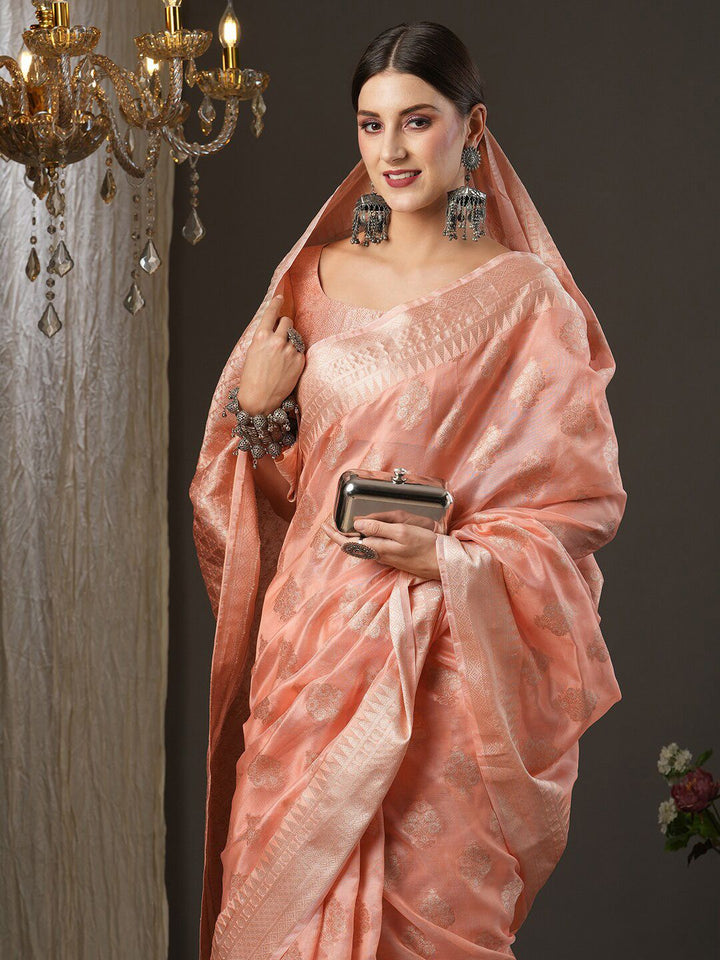 Saree mall Ethnic Motifs Woven Design Zari Dabu Sarees