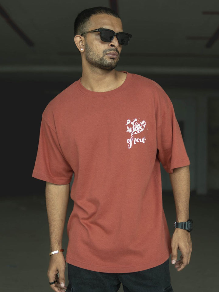 Powerlook Men Graphic Printed Round Neck Oversized T-Shirt