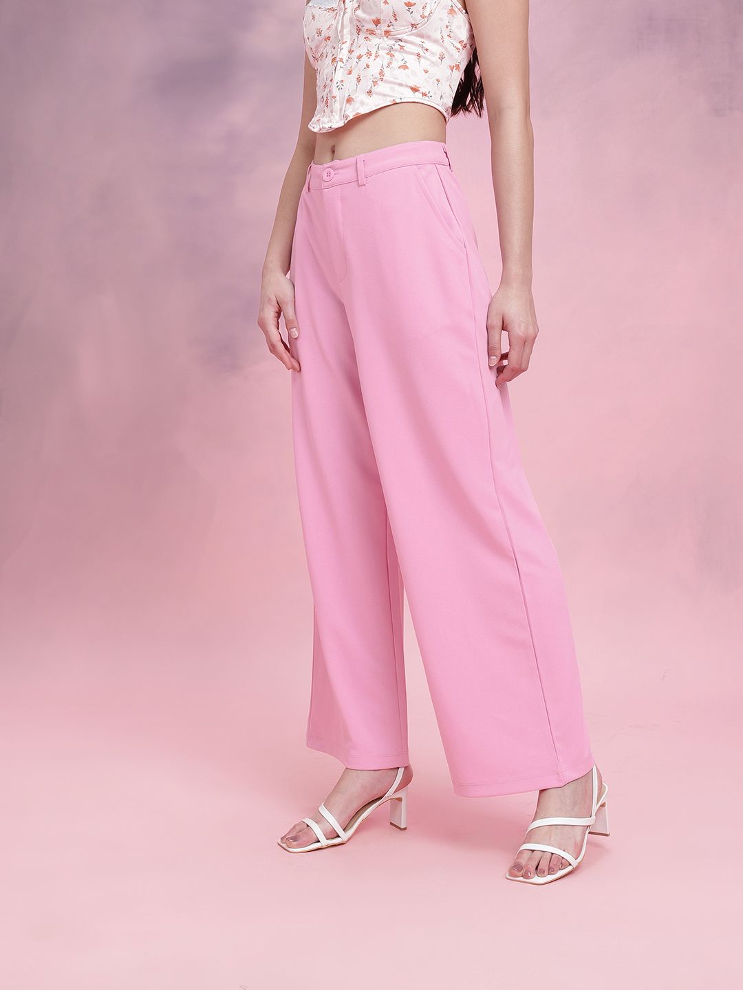 DressBerry Women Regular Fit Wide Leg Fit Trousers
