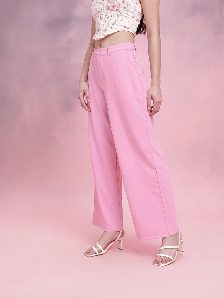 DressBerry Women Regular Fit Wide Leg Fit Trousers