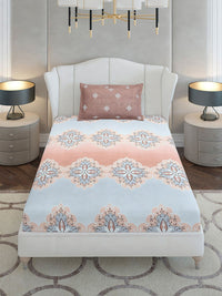 Monte Carlo Brown & Grey Ethnic Motifs Cotton 144 TC Single Bedsheet Set-2.29 m x 1.52 m