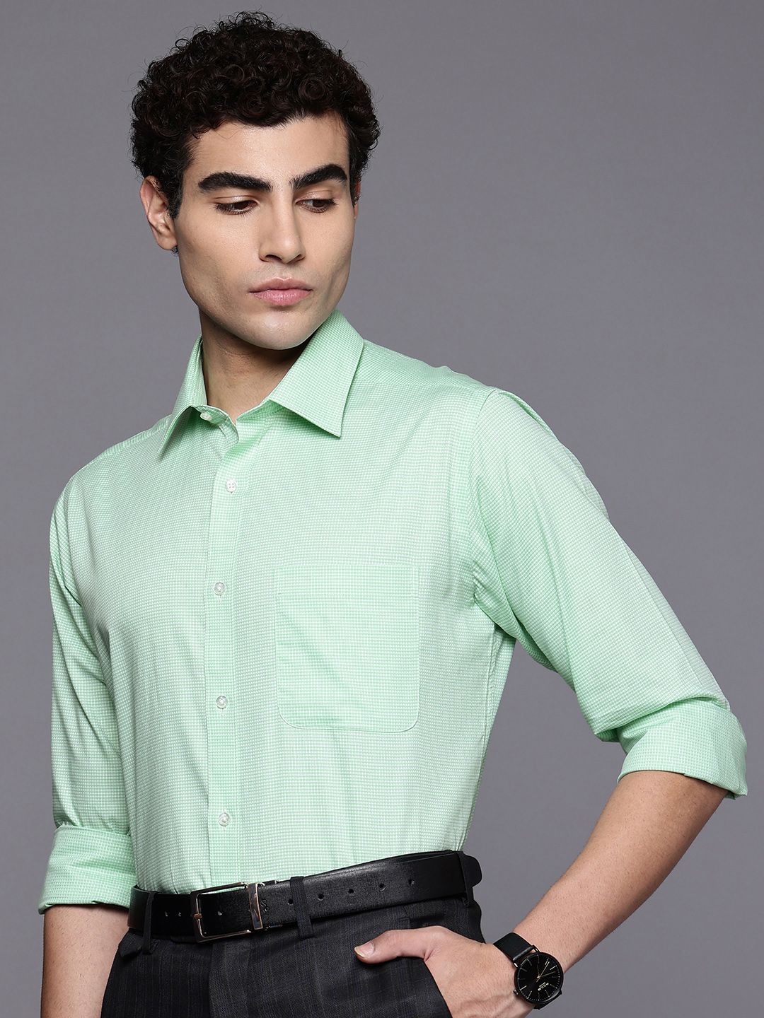 Raymond Slim Fit Checked Pure Cotton Formal Shirt
